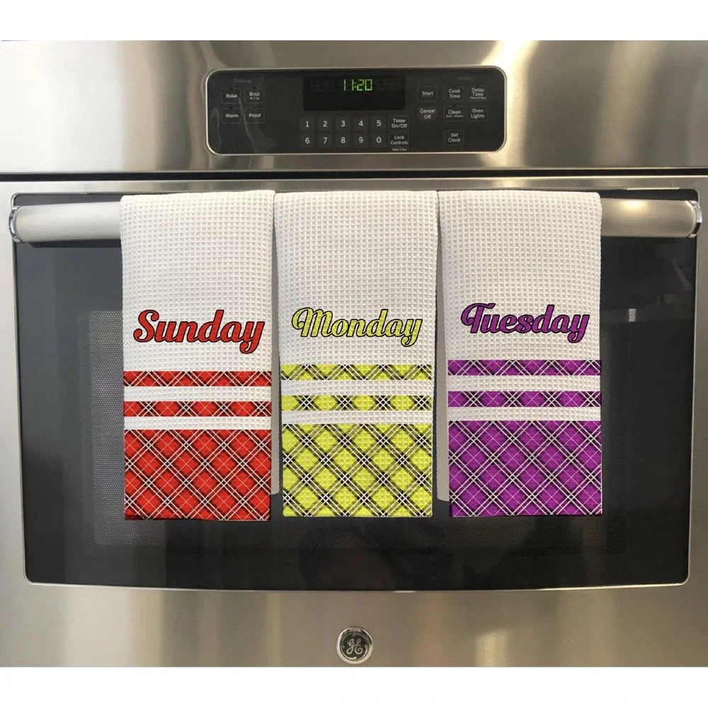 Days of the week Kitchen towel set, Dish Towels, Great gift for‎ Mom, Set of 7